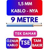 Öznur 1,5 mm Nya Kablo Metre Seçenekli (Mavi) - 9 METRE
