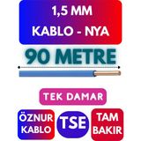 Öznur 1,5 mm Nya Kablo Metre Seçenekli (Mavi) - 90 METRE