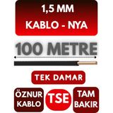 Öznur 1,5 mm Nya Kablo Metre Seçenekli (Siyah) - 100 METRE