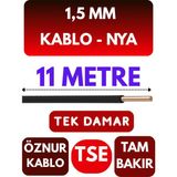 Öznur 1,5 mm Nya Kablo Metre Seçenekli (Siyah) - 11 METRE