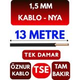 Öznur 1,5 mm Nya Kablo Metre Seçenekli (Siyah) - 13 METRE