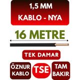 Öznur 1,5 mm Nya Kablo Metre Seçenekli (Siyah) - 16 METRE