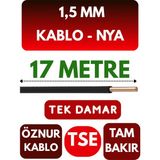 Öznur 1,5 mm Nya Kablo Metre Seçenekli (Siyah) - 17 METRE