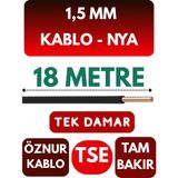 Öznur 1,5 mm Nya Kablo Metre Seçenekli (Siyah) - 18 METRE