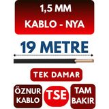 Öznur 1,5 mm Nya Kablo Metre Seçenekli (Siyah) - 19 METRE