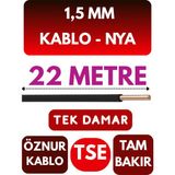 Öznur 1,5 mm Nya Kablo Metre Seçenekli (Siyah) - 22 METRE