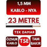 Öznur 1,5 mm Nya Kablo Metre Seçenekli (Siyah) - 23 METRE