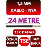 Öznur 1,5 mm Nya Kablo Metre Seçenekli (Siyah) - 24 METRE