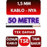 Öznur 1,5 mm Nya Kablo Metre Seçenekli (Siyah) - 50 METRE