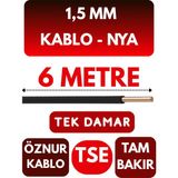 Öznur 1,5 mm Nya Kablo Metre Seçenekli (Siyah) - 6 METRE