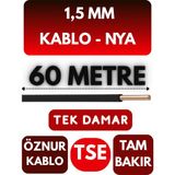 Öznur 1,5 mm Nya Kablo Metre Seçenekli (Siyah) - 60 METRE