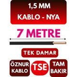 Öznur 1,5 mm Nya Kablo Metre Seçenekli (Siyah) - 7 METRE