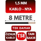 Öznur 1,5 mm Nya Kablo Metre Seçenekli (Siyah) - 8 METRE