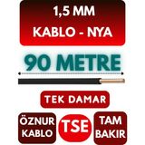 Öznur 1,5 mm Nya Kablo Metre Seçenekli (Siyah) - 90 METRE