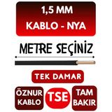 Öznur 1,5 Mm Nya Kablo Metre Seçenekli (Siyah)