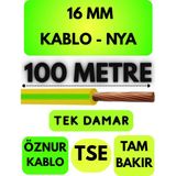 Öznur 16 mm Nya Kablo Metre Seçenekli (Sarı-Yeşil) - 100 METRE