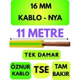 Öznur 16 mm Nya Kablo Metre Seçenekli (Sarı-Yeşil) - 11 METRE