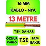 Öznur 16 mm Nya Kablo Metre Seçenekli (Sarı-Yeşil) - 13 METRE