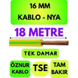 Öznur 16 mm Nya Kablo Metre Seçenekli (Sarı-Yeşil) - 18 METRE