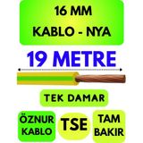 Öznur 16 mm Nya Kablo Metre Seçenekli (Sarı-Yeşil) - 19 METRE