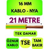 Öznur 16 mm Nya Kablo Metre Seçenekli (Sarı-Yeşil) - 21 METRE