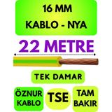Öznur 16 mm Nya Kablo Metre Seçenekli (Sarı-Yeşil) - 22 METRE
