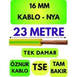 Öznur 16 mm Nya Kablo Metre Seçenekli (Sarı-Yeşil) - 23 METRE