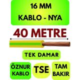 Öznur 16 mm Nya Kablo Metre Seçenekli (Sarı-Yeşil) - 40 METRE