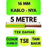 Öznur 16 mm Nya Kablo Metre Seçenekli (Sarı-Yeşil) - 5 METRE