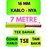 Öznur 16 mm Nya Kablo Metre Seçenekli (Sarı-Yeşil) - 7 METRE