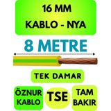 Öznur 16 mm Nya Kablo Metre Seçenekli (Sarı-Yeşil) - 8 METRE