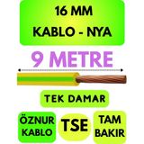 Öznur 16 mm Nya Kablo Metre Seçenekli (Sarı-Yeşil) - 9 METRE