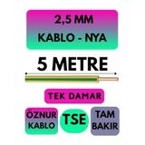 Öznur 2,5 mm Nya Kablo, 5 Metre, Sarı-Yeşil