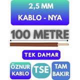 Öznur 2,5 mm Nya Kablo Metre Seçenekli (Kahverengi) - 100 METRE