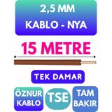 Öznur 2,5 mm Nya Kablo Metre Seçenekli (Kahverengi) - 15 METRE