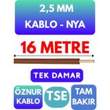 Öznur 2,5 mm Nya Kablo Metre Seçenekli (Kahverengi) - 16 METRE