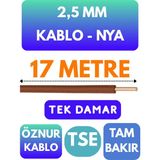 Öznur 2,5 mm Nya Kablo Metre Seçenekli (Kahverengi) - 17 METRE