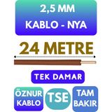 Öznur 2,5 mm Nya Kablo Metre Seçenekli (Kahverengi) - 24 METRE