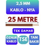 Öznur 2,5 mm Nya Kablo Metre Seçenekli (Kahverengi) - 25 METRE