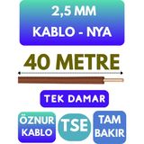 Öznur 2,5 mm Nya Kablo Metre Seçenekli (Kahverengi) - 40 METRE
