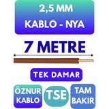 Öznur 2,5 mm Nya Kablo Metre Seçenekli (Kahverengi) - 7 METRE