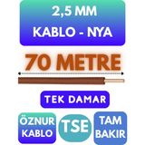 Öznur 2,5 mm Nya Kablo Metre Seçenekli (Kahverengi) - 70 METRE