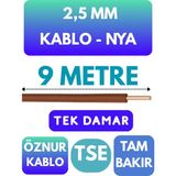 Öznur 2,5 mm Nya Kablo Metre Seçenekli (Kahverengi) - 9 METRE