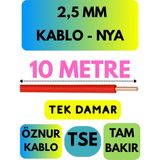 Öznur 2,5 mm Nya Kablo Metre Seçenekli (Kırmızı) - 10 METRE