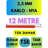 Öznur 2,5 mm Nya Kablo Metre Seçenekli (Kırmızı) - 12 METRE