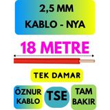 Öznur 2,5 mm Nya Kablo Metre Seçenekli (Kırmızı) - 18 METRE
