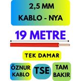 Öznur 2,5 mm Nya Kablo Metre Seçenekli (Kırmızı) - 19 METRE