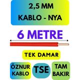 Öznur 2,5 mm Nya Kablo Metre Seçenekli (Kırmızı) - 6 METRE