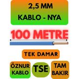 Öznur 2,5 mm Nya Kablo Metre Seçenekli (Mavi) - 100 METRE