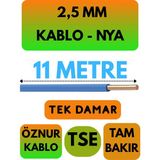 Öznur 2,5 mm Nya Kablo Metre Seçenekli (Mavi) - 11 METRE